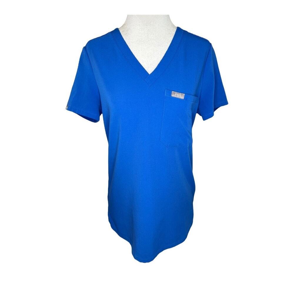 FIGS Technical Collection Women's XS Blue V-Neck Short Sleeve Scrub Top Workwear
